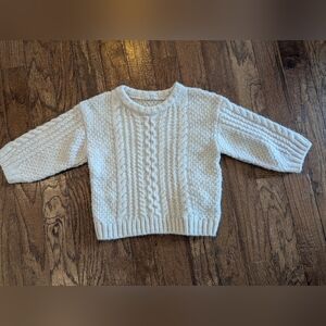 Wool Sweater jumper By Arnet Sweden traditional cable knit,  Cream kids Size 3/4